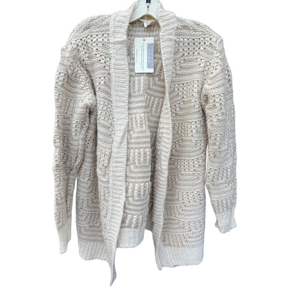 NWT Life is Beautiful  size L/XL cream and oatmeal open front cardigan